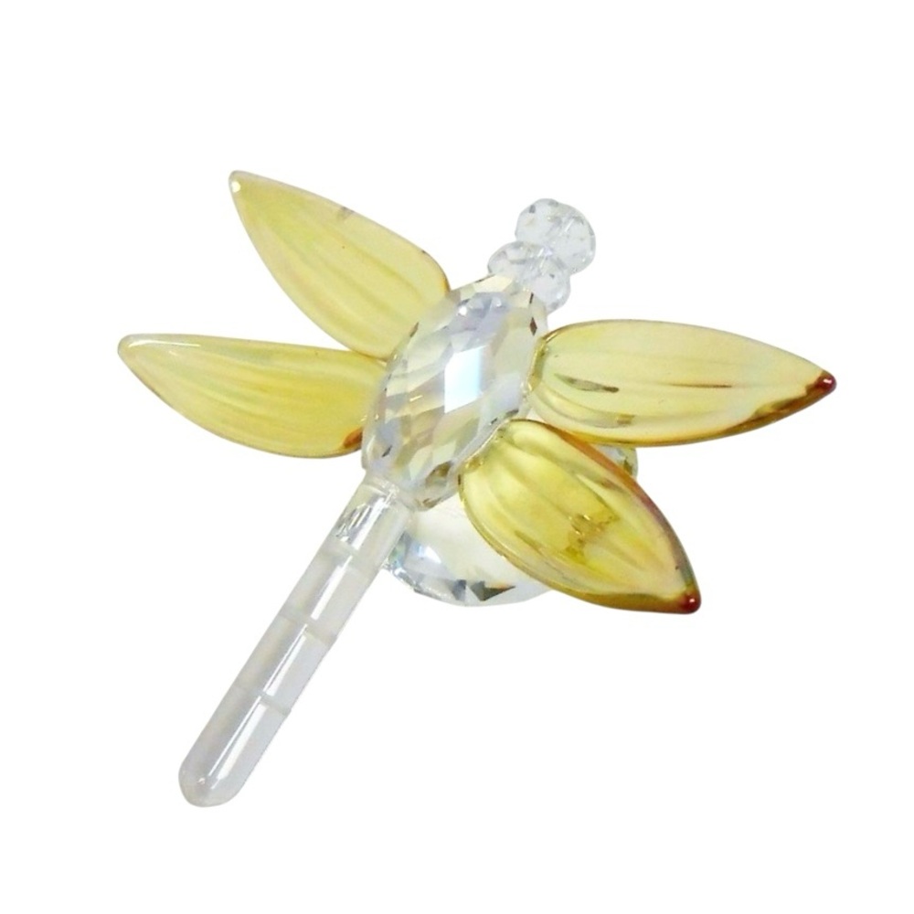 Oleg Cassini Crystal Amber Yellow Dragonfly Paperweight Figurine Ornament
